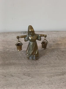 Vintage 1940's SOLID BRASS Dutch GIRL with PAILS/BUCKETS  - Picture 1 of 12