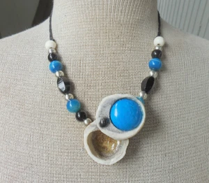 Turquoise Howlite Antler Box Stash Necklace with Onyx Hematite Adjustable Length - Picture 1 of 11