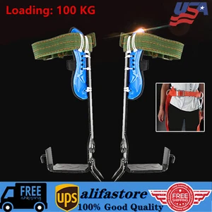 Tree/Pole Climbing Spike Set Safety Belt Rope Lanyard w/ Carabiner 2 Gear Hook - Picture 1 of 12
