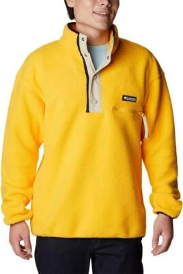 Columbia Hombres Chaqueta L Polar 1/2 Presión Pullover Cuello Simulado Manga Larga Amarillo Foto 1 de 4