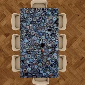 Luxury Blue Agate Dining Table – Handmade Modern Statement Piece for Homes & Caf - Picture 1 of 4