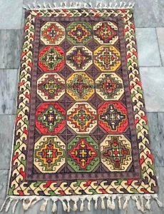2x4 Vintage French Handmade Aubusson Rug Needle Point Floral Wool Rug 118x72 cm - Picture 1 of 12