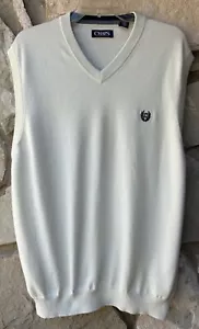 Chaps Suéter Chaleco Para Hombres Pequeño Marfil Pullover Sin Mangas Cuello en V Golf Logo - Imagen 1 de 4