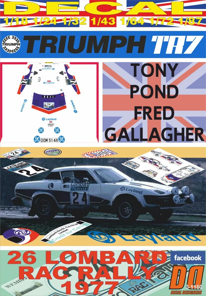 DECAL TRIUMPH TR7 TONY POND RAC R. 1977 8th (06) - Image 1 of 1