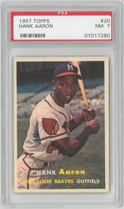1957 Topps HANK AARON #20 ~ PSA 7 NM -- CENTERED!