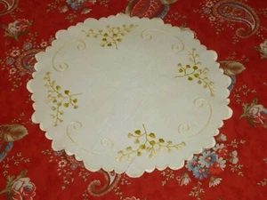 Antique Society Silk Victorian Flower Embroidery Doily - Picture 1 of 4
