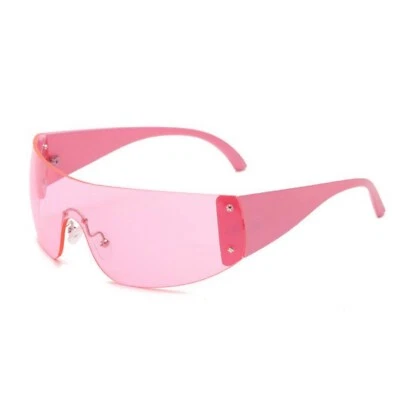 Hot Pink Gradient Tint Lens Wrap Around Y2K Futuristic Women Shield Sunglasses - Изображение 1 из 4