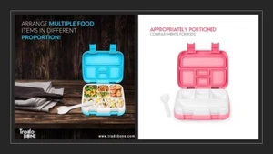 Set of Two Kids Lunch Box Bento box | Twin Pack One Blue and One Pink - Picture 1 of 6