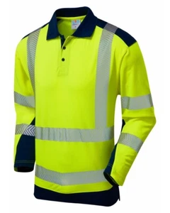 Leo WRINGCLIFF Reciclado Sostenible Alta Visibilidad Amarillo/Azul Marino Polo - Imagen 1 de 1