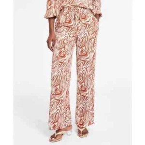 Bar Iii Women's Animal-Print Pull-on Drawstring Pants Dark Clay/Flax Sz-XSS - Picture 1 of 6