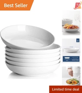 Pasta Bowls Porcelain 30oz Wide Shallow Set of 6 Dishwasher Safe Kitchen Use - Picture 1 of 9