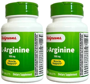 WALGREENS L-Arginine 1000mg MUSCLE SUPPORT, 50 Tablets-Pack of 2=100 Tablets - Picture 1 of 1