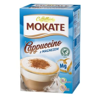 Mokate Cappuccino z Magnezem Coffee Mix with Magnesium Vitamin 150g Box