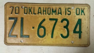 1970 OKLAHOMA is OK Tulsa County License Plate ZL-6734 - Picture 1 of 1