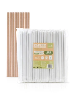 Trinkhalm in Naturbraun einzeln verpackt aus Papier, Ø 8 mm / 23 cm, 200 Stück i - Bild 1 von 6