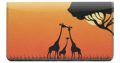 Cubierta de chequera de siluetas de jirafa, con ranuras para tarjetas de crédito y lazo para bolígrafo Foto 1 de 4