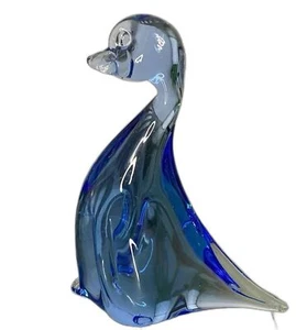 Cobalt Blue Murano Italy Duck Art Glass Figurine Mid-Century Modern Sculpture - Picture 1 of 12