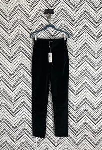 Nwt Rebecca Taylor Velveteen Pants Size 2 Black Stretch High Rise Straight Leg - Picture 1 of 12