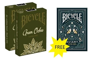 BICYCLE Poker Playing Cards, Green Ochre +1 Deck AVIARY 2020 for FREE - Picture 1 of 3