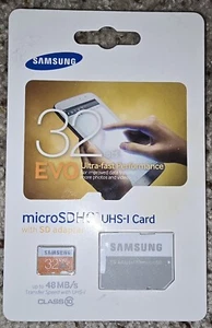 SAMSUNG Micro SD Card MicroSD 32gb EVO With Adapter Class 10 OEM - Picture 1 of 4