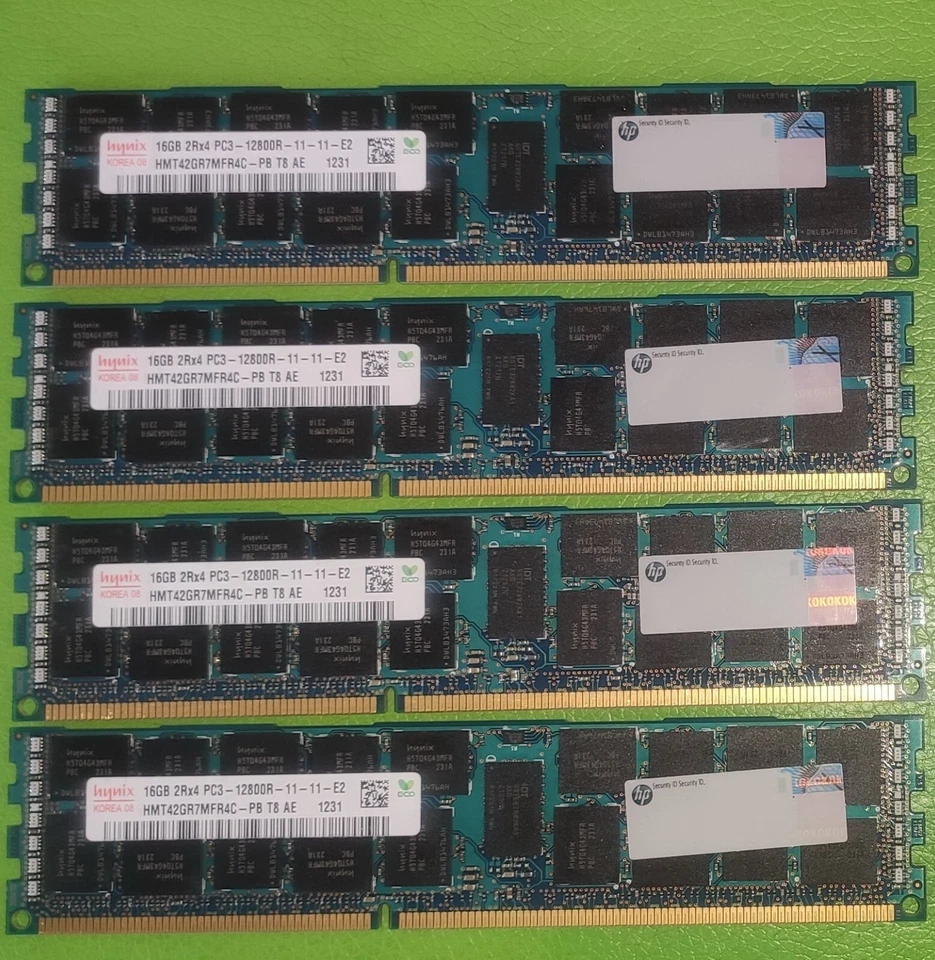 Hynix DDR3 64 GB (4x16 Gb) PC3-12800R HMT42GR7MFR4C-PB Server Memory RAM - Immagine 1 di 1