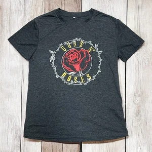 Guns N’ Roses T-Shirt Small Gray Rose Graphic Band Tee Rock Concert Tour Merch - Picture 1 of 9