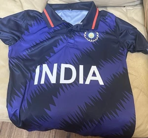 India Cricket Team Jersey Button Top Shirt - Size Men's Medium - Preowned - Picture 1 of 3