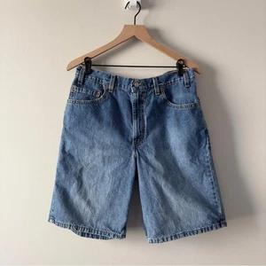 Vintage Levi's 560 Blue Jean Shorts Relaxed Fit 90s zip Button red tab denim 36 - Picture 1 of 14
