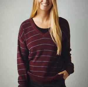 Prana 89 $ Milani V-Ausschnitt Pullover NEU leichte Wollmischung Damen Medium burgunderrot - Bild 1 von 6