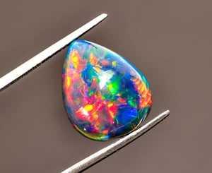 5.01 Ct Natural Black Ethiopian Opal Pear Shape Cabs Loose Gemstone 16X13X5 mm - Picture 1 of 6