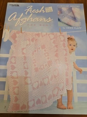 Leisure Arts Fresh Afghans for Baby Patterns 7 Crochet Designs Annis Clapp LA1 - Image 1 of 4