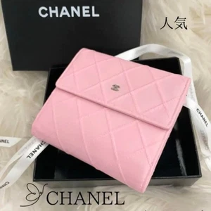 Rare CHANEL Mini Bifold Wallet Coco Mark Camellia Pink Leather Vintage Used - Picture 1 of 12