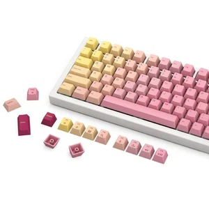 Grapefruit PBT Keycaps Set (Pink & Yellow) 143 Cute Custom Keycaps, Cherry MX... - Picture 1 of 9