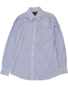 RALPH LAUREN Mens Fitted Shirt Size 15 1/2 39 Medium Blue Check Cotton RK16 - Picture 1 of 3