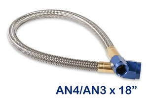 15345NOS NOS Stainless Steel Braided Hose -4AN to -3AN 18" Blue - Picture 1 of 1