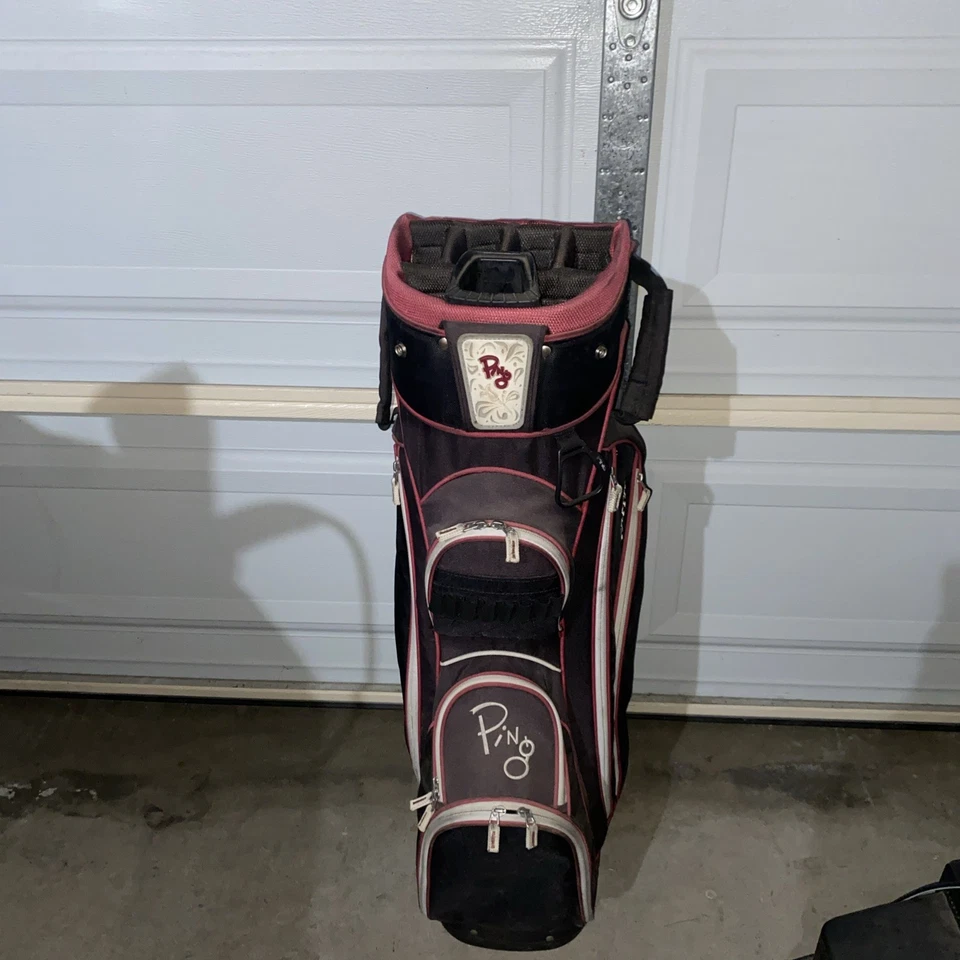 Vintage Ping Faith Golf Cart Bag 14 Way Divider Ladies Black And Red As Pictured - Image 1 of 4