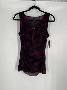 I.N.C. Y2K BABYDOLL SLEEVELESS TOP SZ M NWT MESH PAISLEY NYLON BURG/BLACK GRUNGE - Picture 1 of 11
