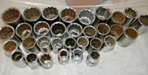 Lote de 32 enchufes poco profundos Craftsman todos EE. UU. 1/2 caja de accionamiento 19 - Imagen 1 de 6