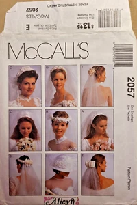 McCalls Pattern 2057 Alicyn Exclusive Bridal Veils Hat Bows Headpiece One Size - Picture 1 of 3