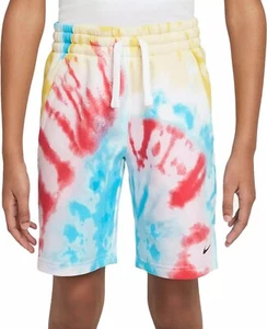 NWT$40 Nike Boys' Sportswear Club Tie Dye Fleece Shorts DV0063-648 FUSION RED M - Picture 1 of 5