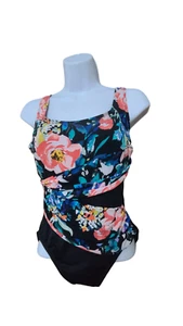 Costume intero Robby Len Longitude dimagrante nero floreale taglia 8 - Foto 1 di 5
