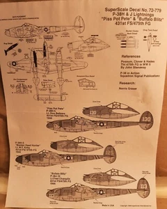 SuperScale Aufkleber 72-779 P-38H J LIGHTNINGS USAAF WWII KAMPFFLUGZEUG FLUGZEUG - Bild 1 von 3