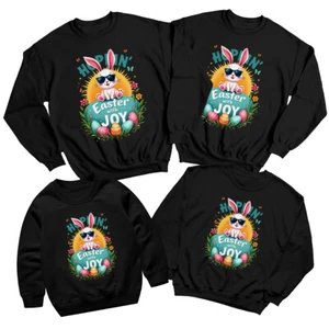 Family Hoppin Bunny Happy Easter Sweatshirt Jumper Holiday Matching Outfit#ED - Picture 1 of 27