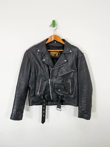 Vintage Bonus Echt Leder Jacke Herren Gr. 42 Motorrad Biker Jacke Handarbeit - Bild 1 von 4