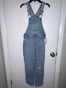 NWT SO Distressed Light Wash Blue Jeans Overalls Girl's Size 12 Bibs Coveralls - Picture 1 of 3