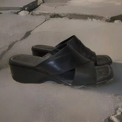 Sandalias de cuña de cuero negras Rockport de colección para mujer 7,5  Foto 1 de 4