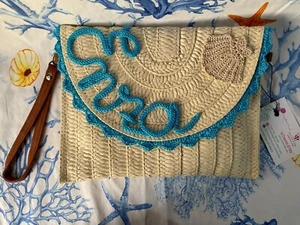 Pochette in paglia con scritta personalizzata realizzata a uncinetto - Imagen 1 de 8