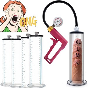 Acrylic Cylinder Male-Enlarger-Enhancer-Penis-Pump-With-Pressure-Gauge 9"-12"
