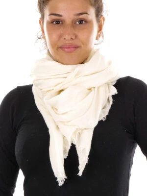 Bufanda para mujer Barts libélula crema rayas flecos de algodón Foto 1 de 2