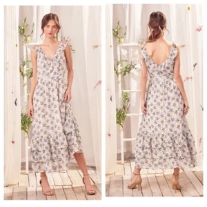 Maxi Vestido Storia Lavanda Azul Floral Talla L - Imagen 1 de 5